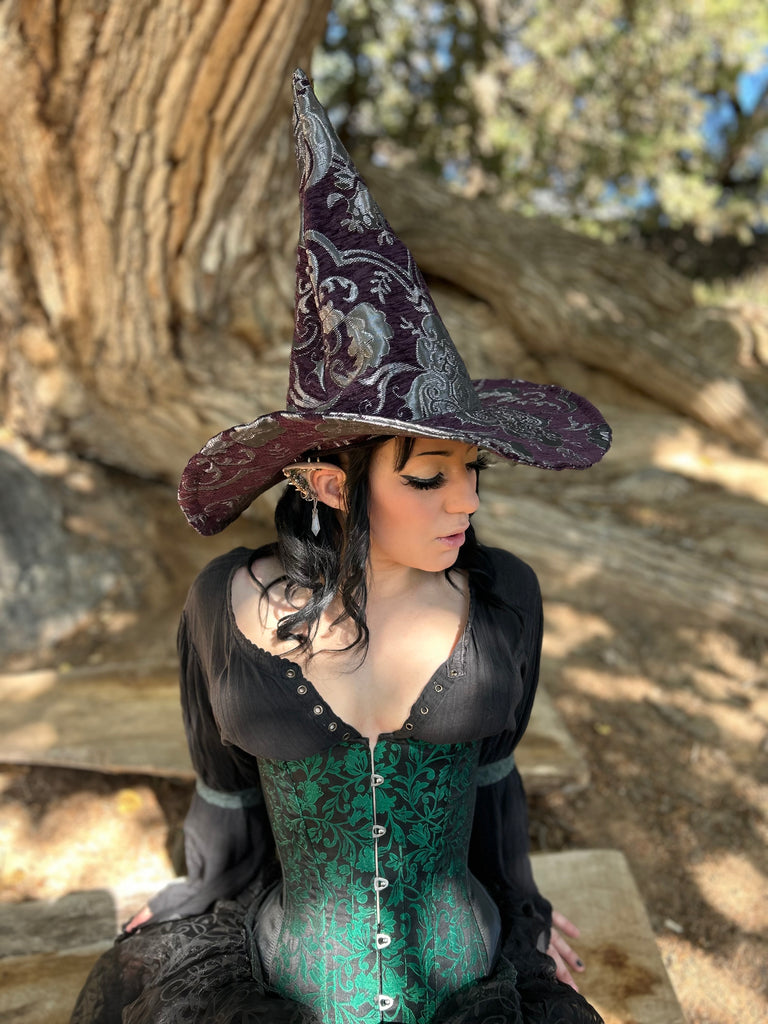 Purple and Silver Tapestry Witch Hat