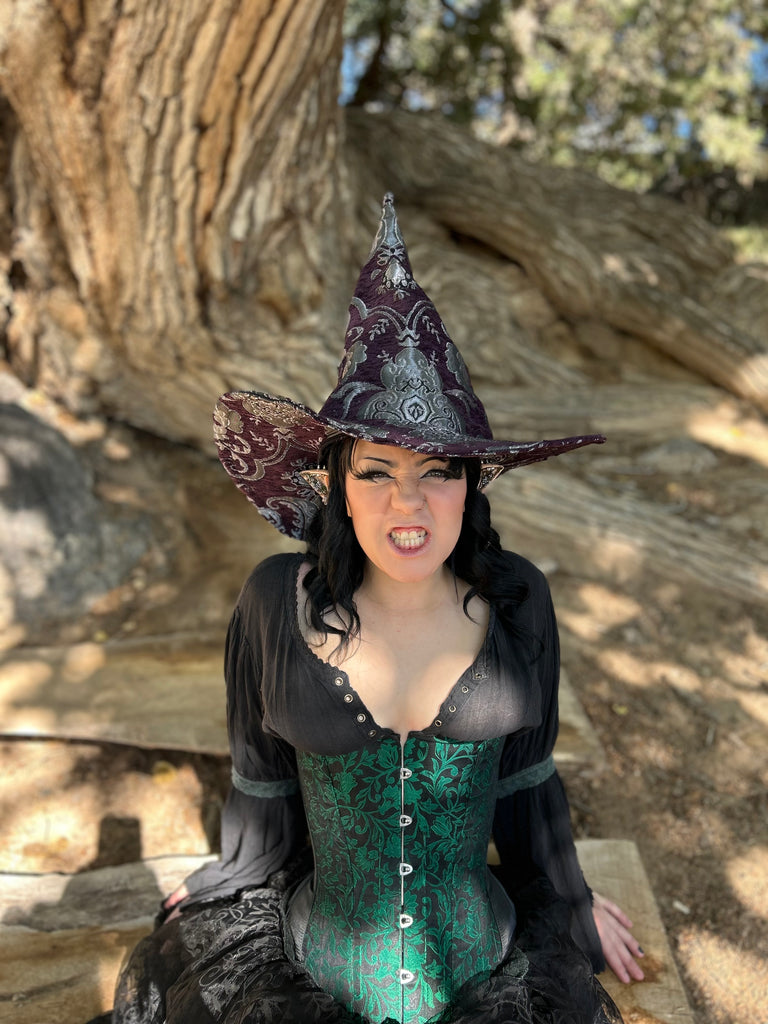 Purple and Silver Tapestry Witch Hat