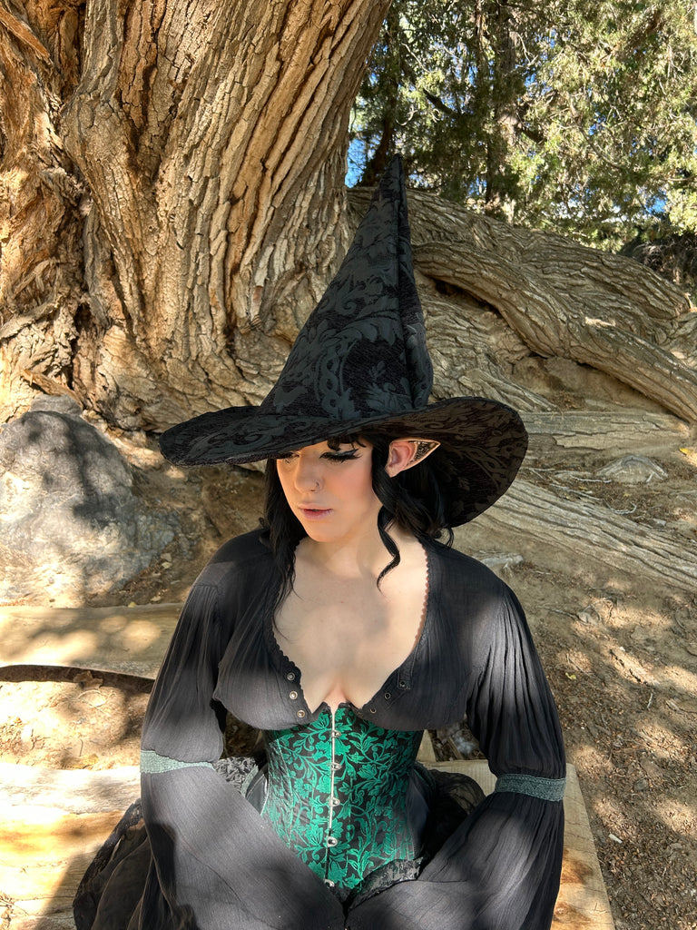 Black on Black Tapestry Witch Hat