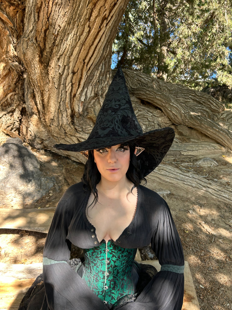 Black on Black Tapestry Witch Hat