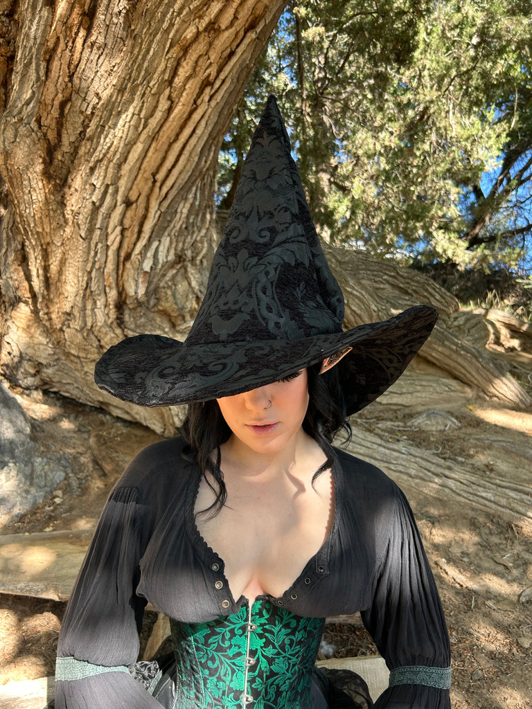 Black on Black Tapestry Witch Hat