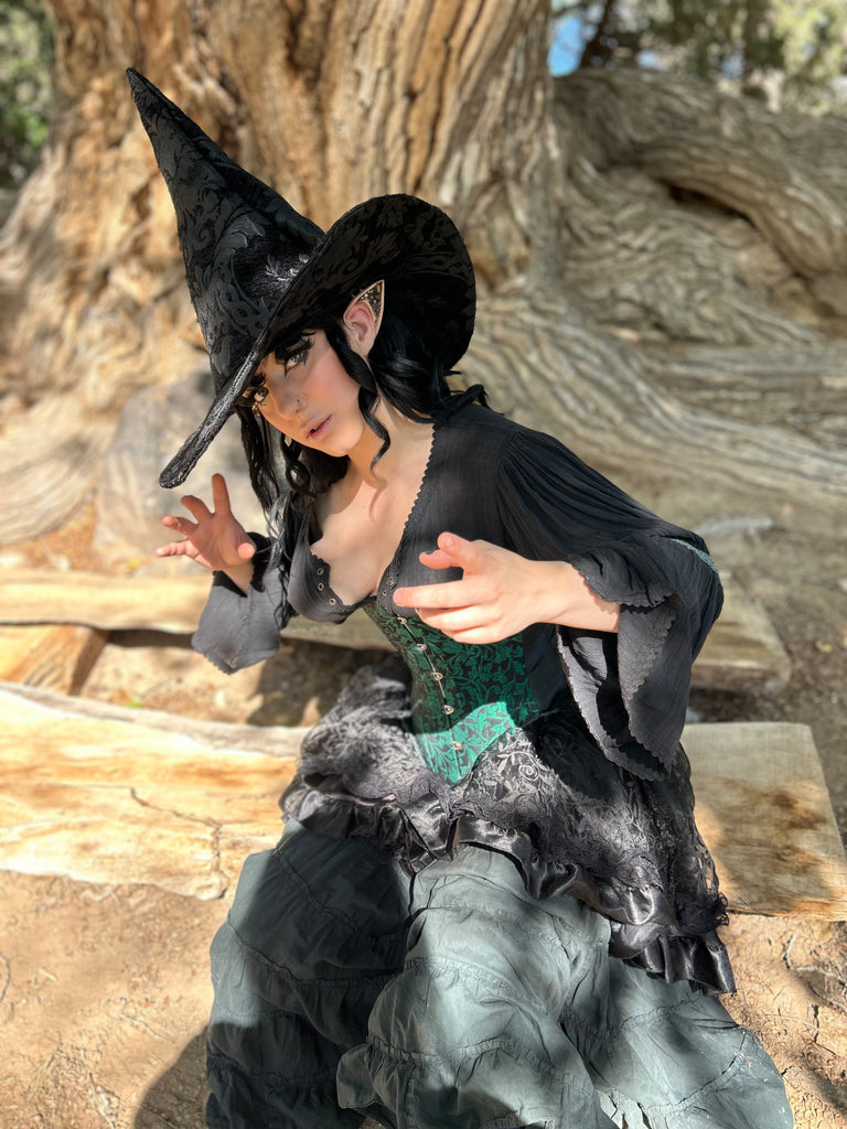 Black on Black Tapestry Witch Hat