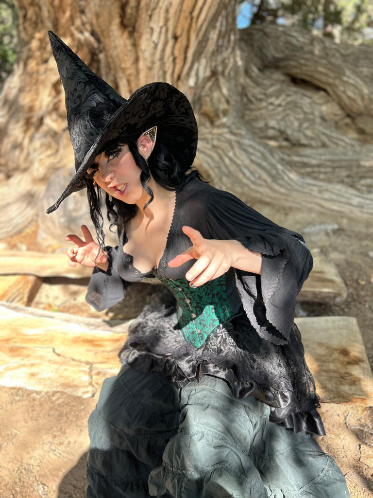 Black on Black Tapestry Witch Hat
