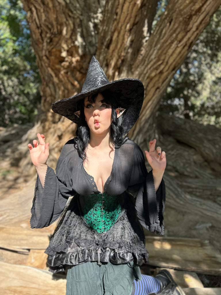 Black on Black Tapestry Witch Hat