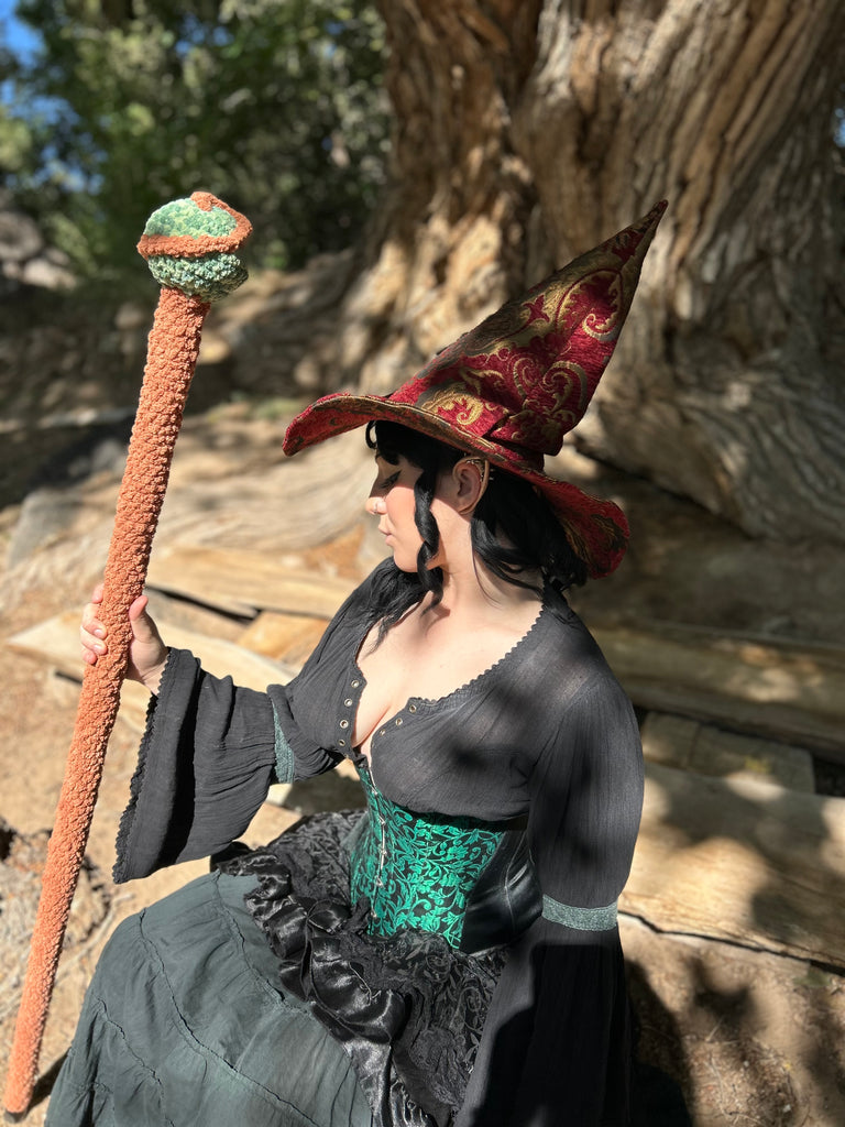 Red and Gold Tapestry Witch Hat