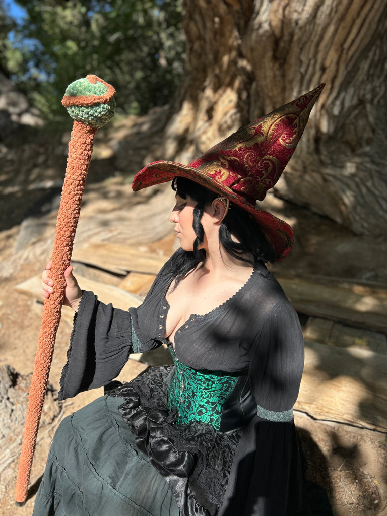 Red and Gold Tapestry Witch Hat