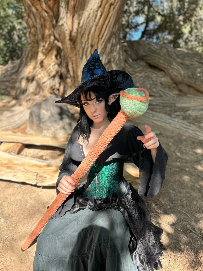 Black and Blue Tapestry Witch Hat