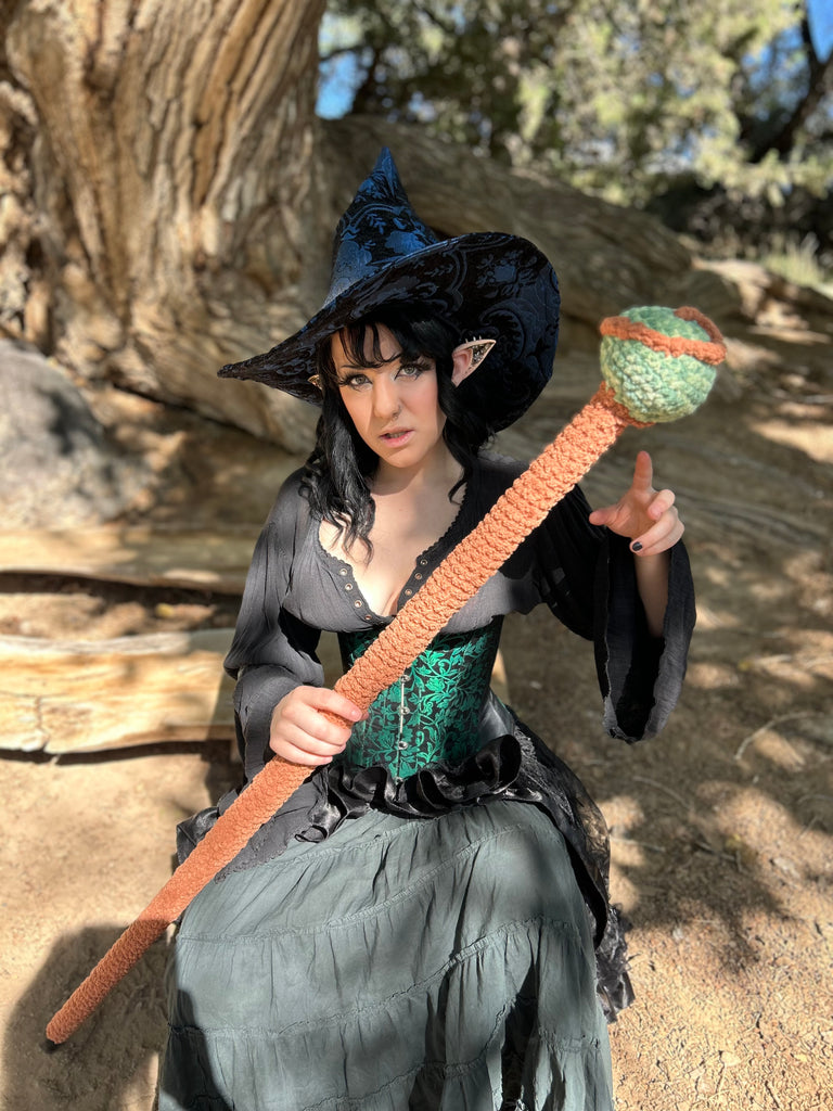 Black and Blue Tapestry Witch Hat