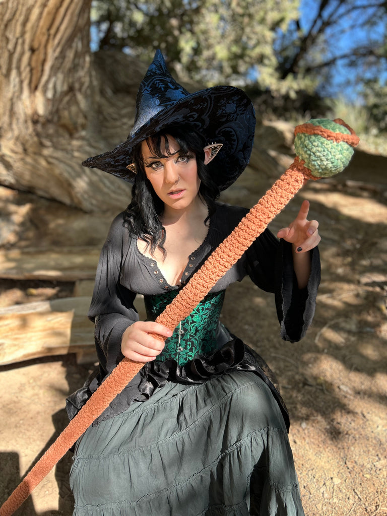 Black and Blue Tapestry Witch Hat