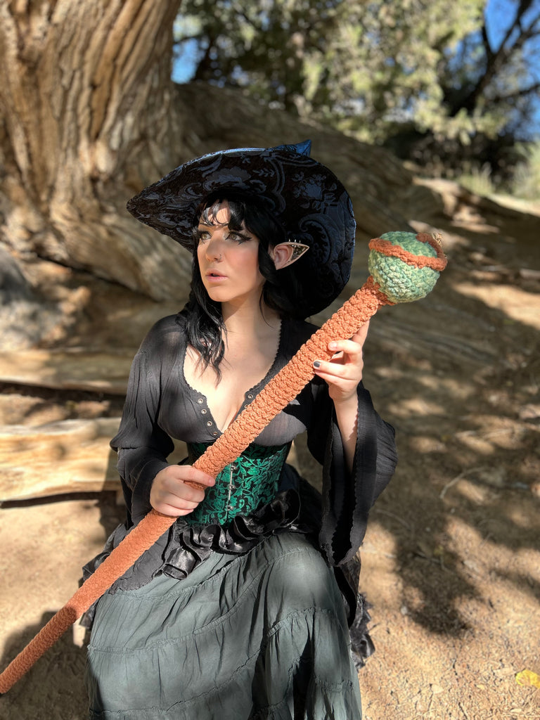 Black and Blue Tapestry Witch Hat