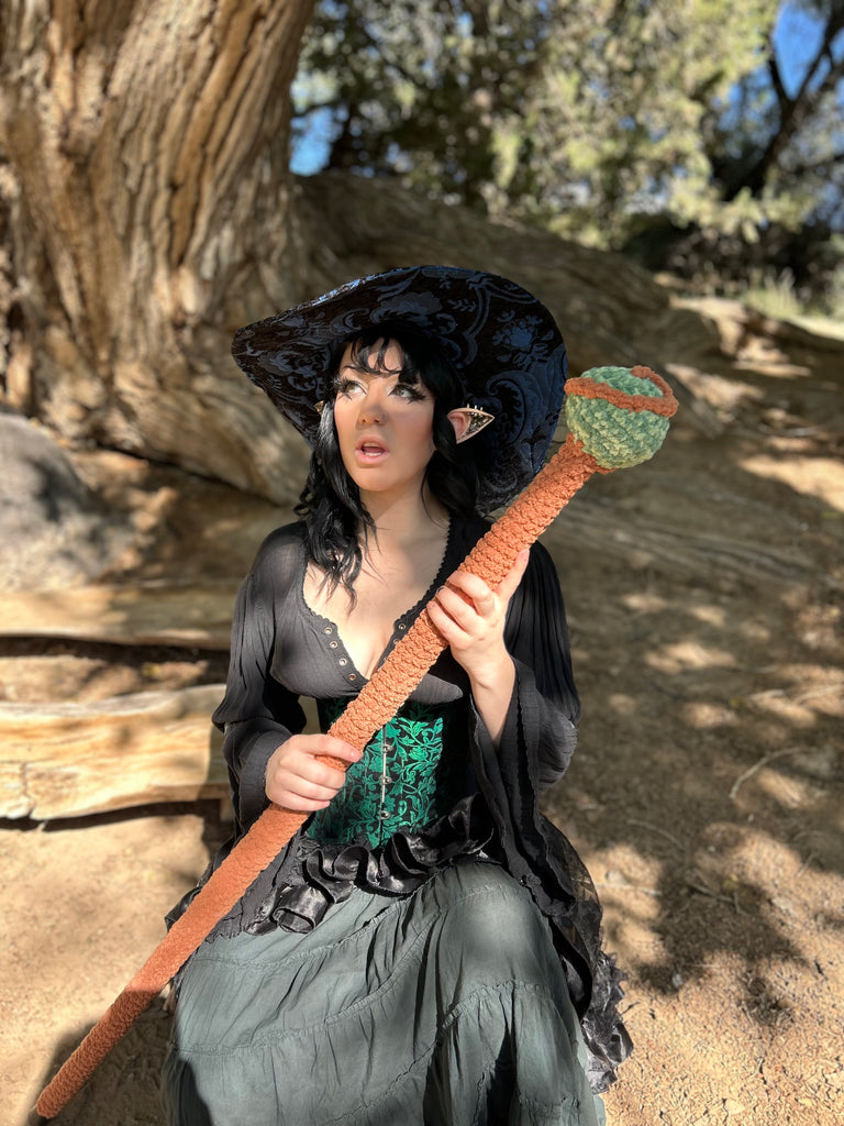 Black and Blue Tapestry Witch Hat