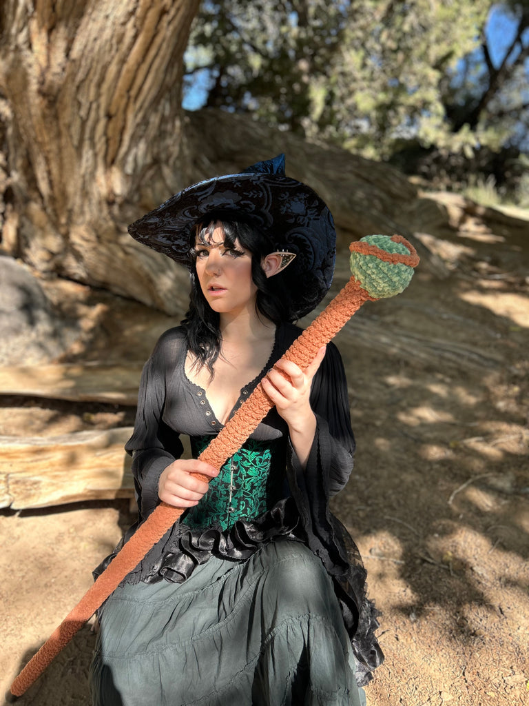Black and Blue Tapestry Witch Hat