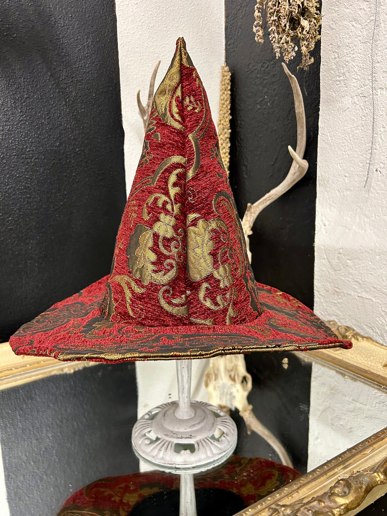 Red and Gold Tapestry Witch Hat