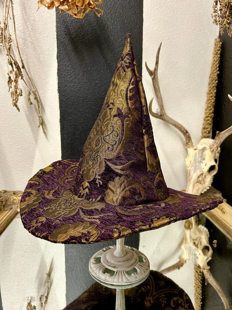 Purple and Gold Tapestry Witch Hat