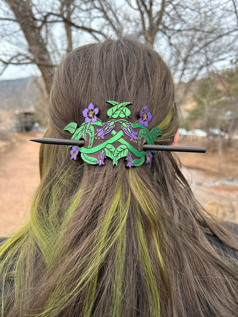 Witch’s Garden Belladonna Hair Slide on green leather