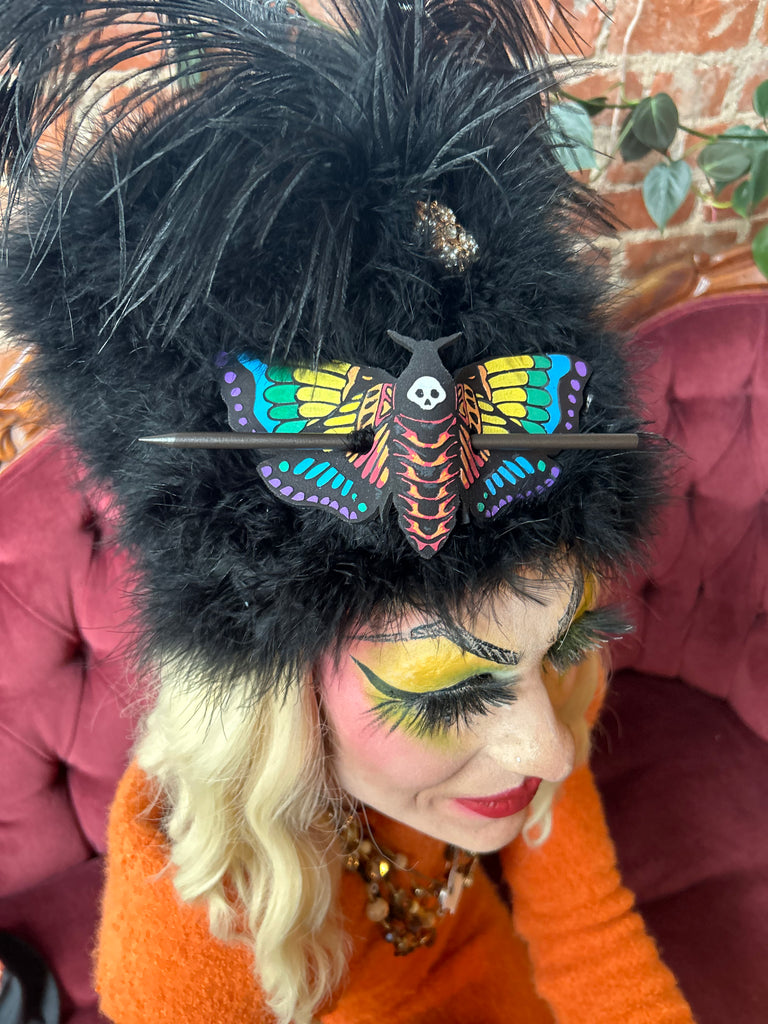 PreOrder Rainbow Death Head Moth Hair Slide