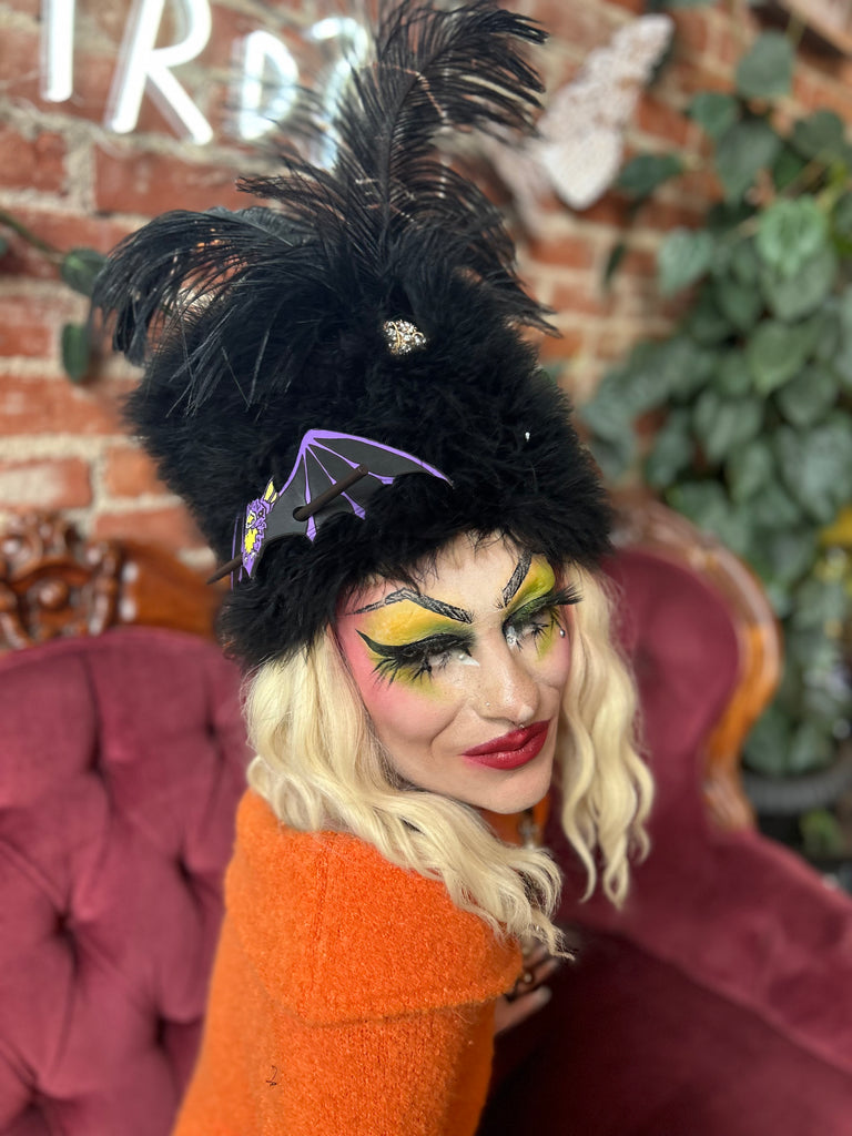 Non-binary Bat Leather Hair Slide