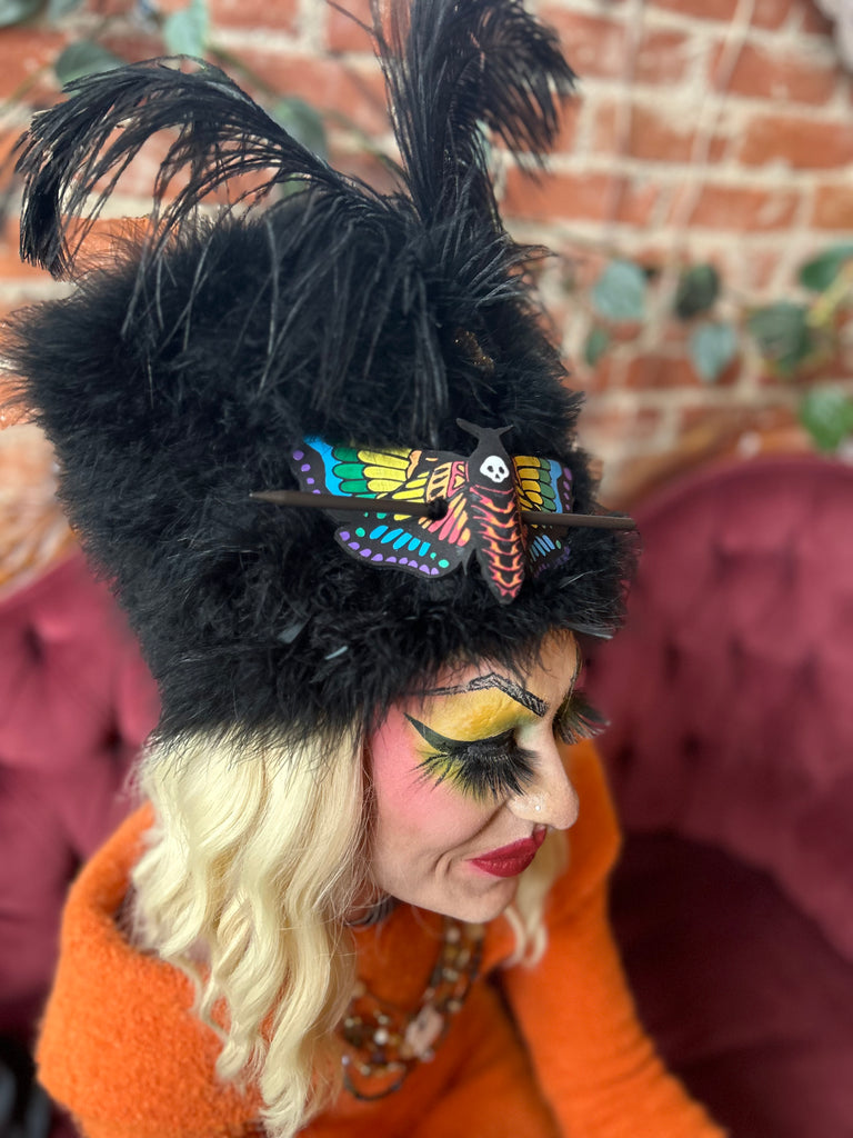 PreOrder Rainbow Death Head Moth Hair Slide