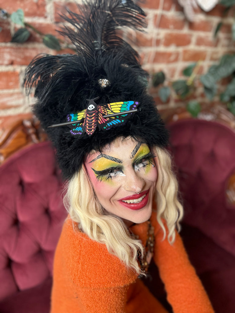 PreOrder Rainbow Death Head Moth Hair Slide