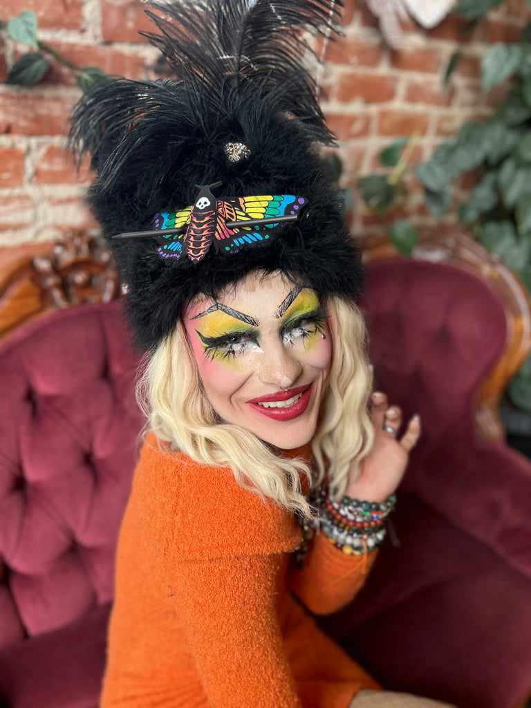 PreOrder Rainbow Death Head Moth Hair Slide