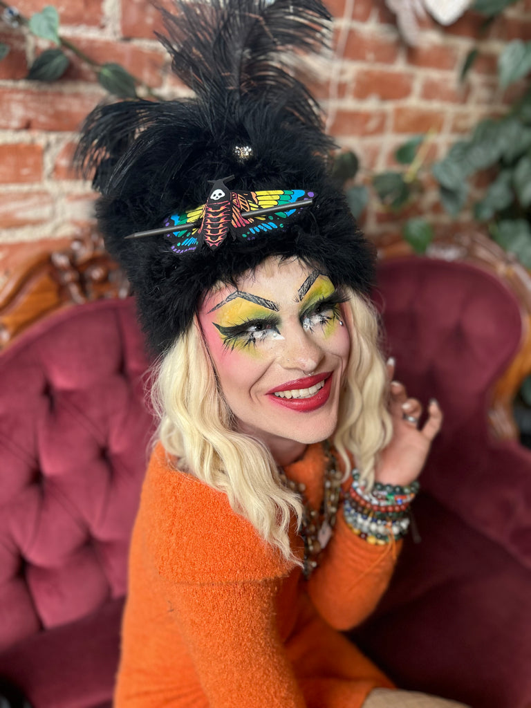 PreOrder Rainbow Death Head Moth Hair Slide