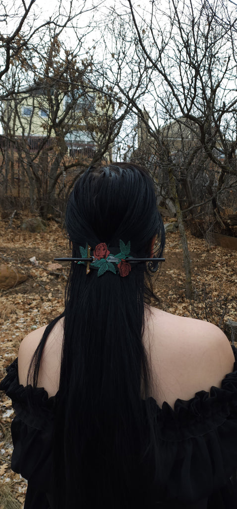 Dagger & Roses Hair Slide