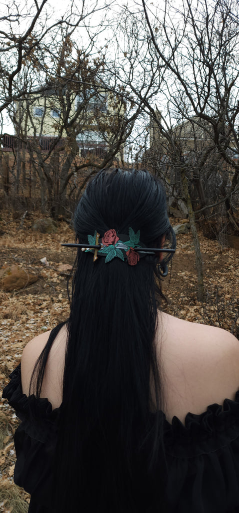 Dagger & Roses Hair Slide