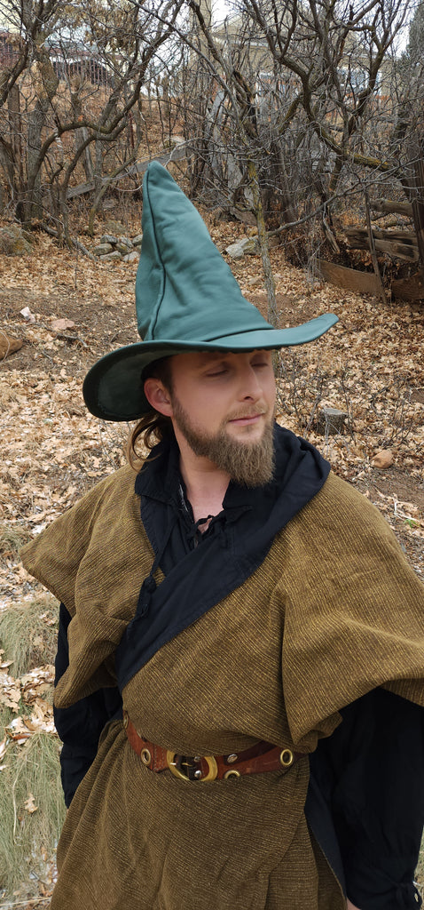Rustic Green Leather Witch Hat