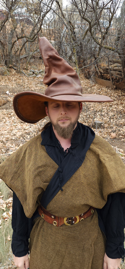 Extra Large Brown Leather Witch Hat