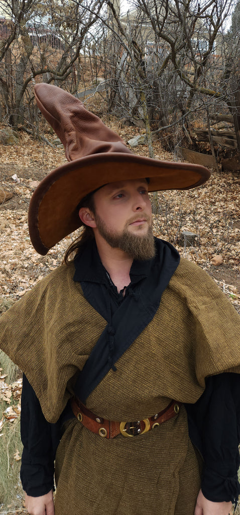 Extra Large Brown Leather Witch Hat