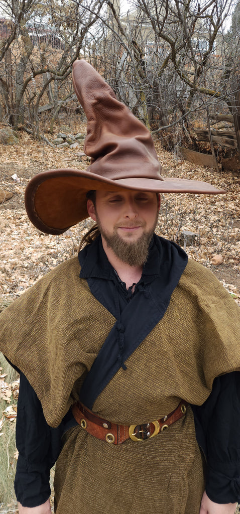 Extra Large Brown Leather Witch Hat