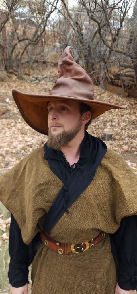Extra Large Brown Leather Witch Hat