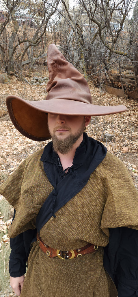 Extra Large Brown Leather Witch Hat