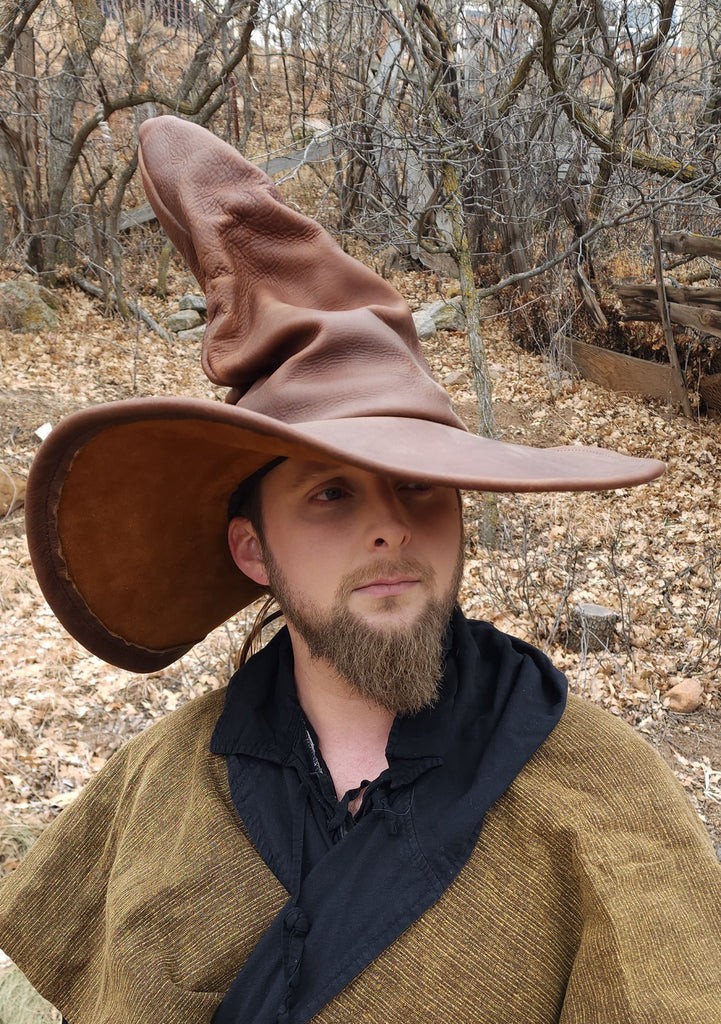 Extra Large Brown Leather Witch Hat