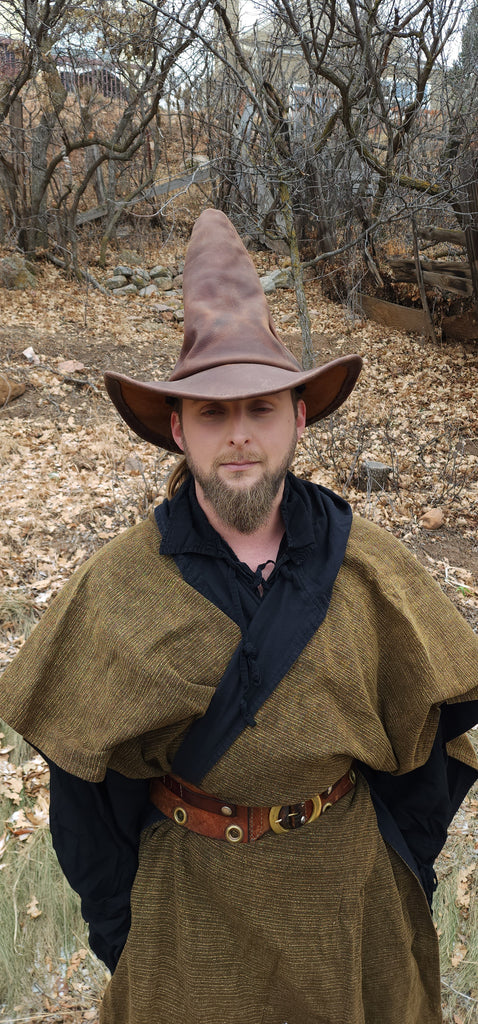 Classic Brown Leather Witch Hat