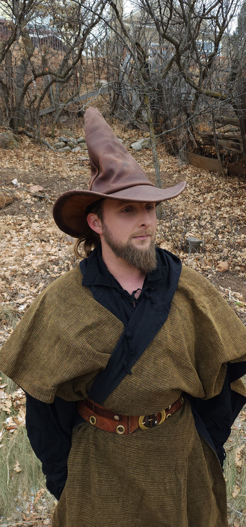 Classic Brown Leather Witch Hat