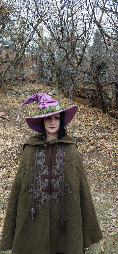 Crystal and Moss Wool Witch Hat