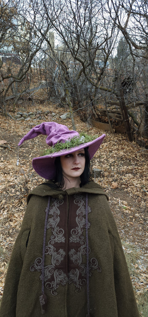 Crystal and Moss Wool Witch Hat