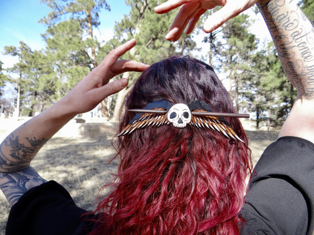 Memento Mori Hair Slide in Brown