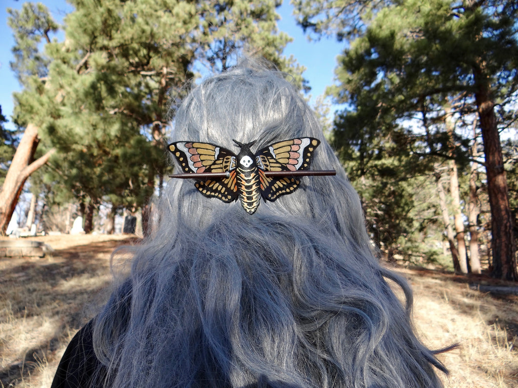 Metallic Death Head Moth Hair Slide