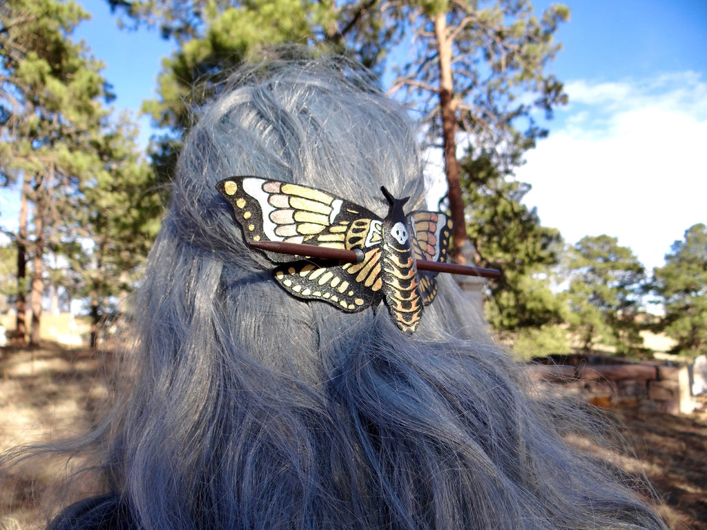 Metallic Death Head Moth Hair Slide