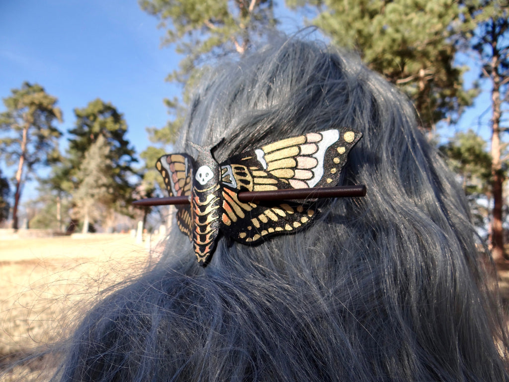 Metallic Death Head Moth Hair Slide