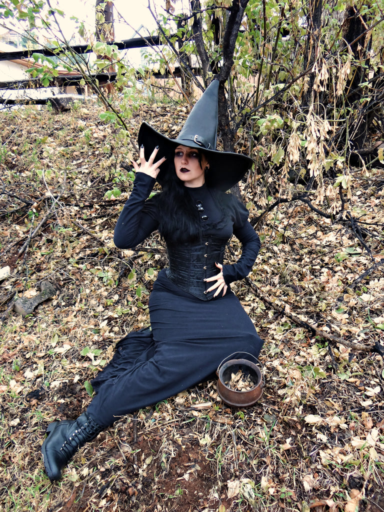 Extra Large Black Leather Witch Hat