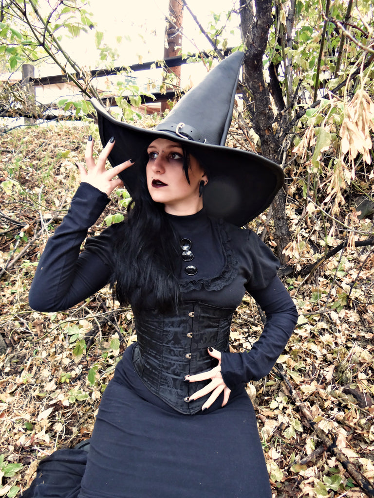 Extra Large Black Leather Witch Hat