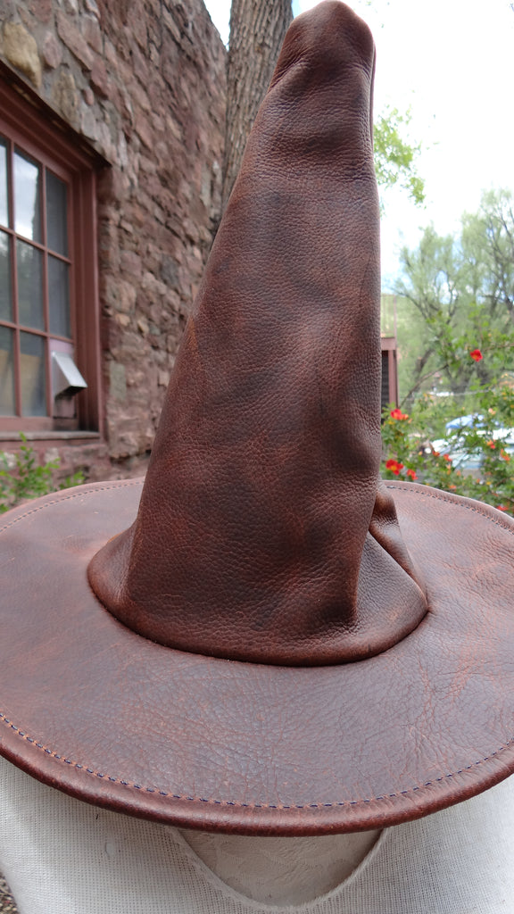 Classic Brown Leather Witch Hat