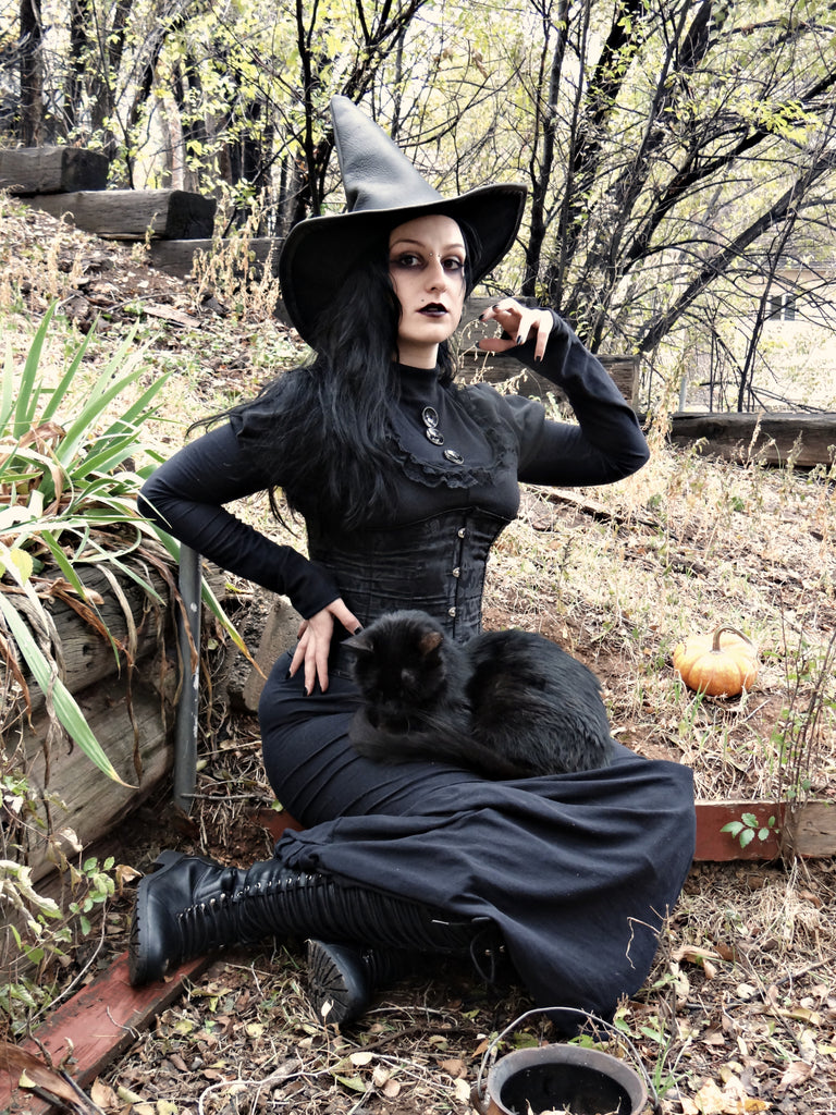 Classic Black Leather Witch Hat