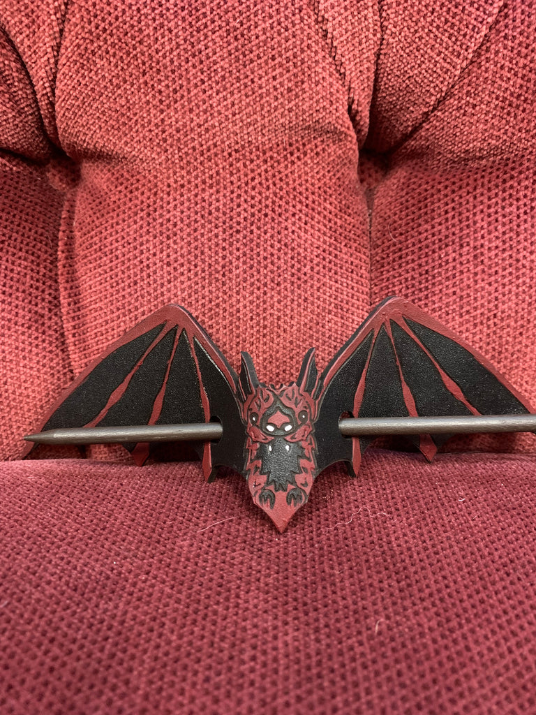 Burgundy Bat Leather Hair Slide