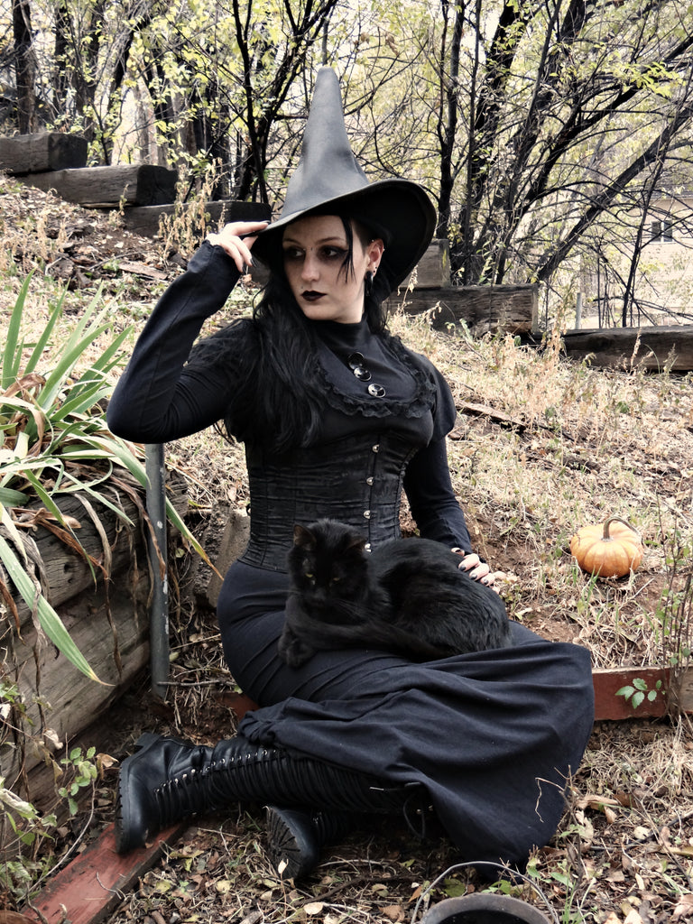 Classic Black Leather Witch Hat