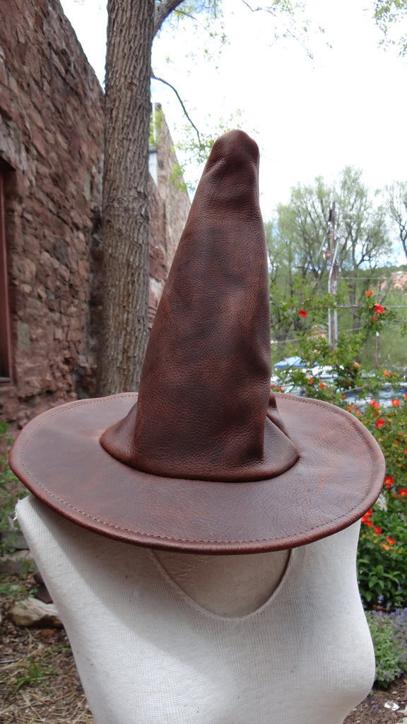 Classic Brown Leather Witch Hat