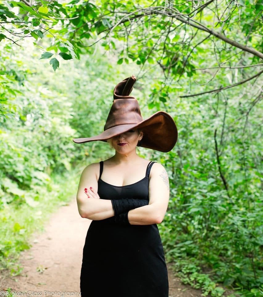 Extra Large Brown Leather Witch Hat